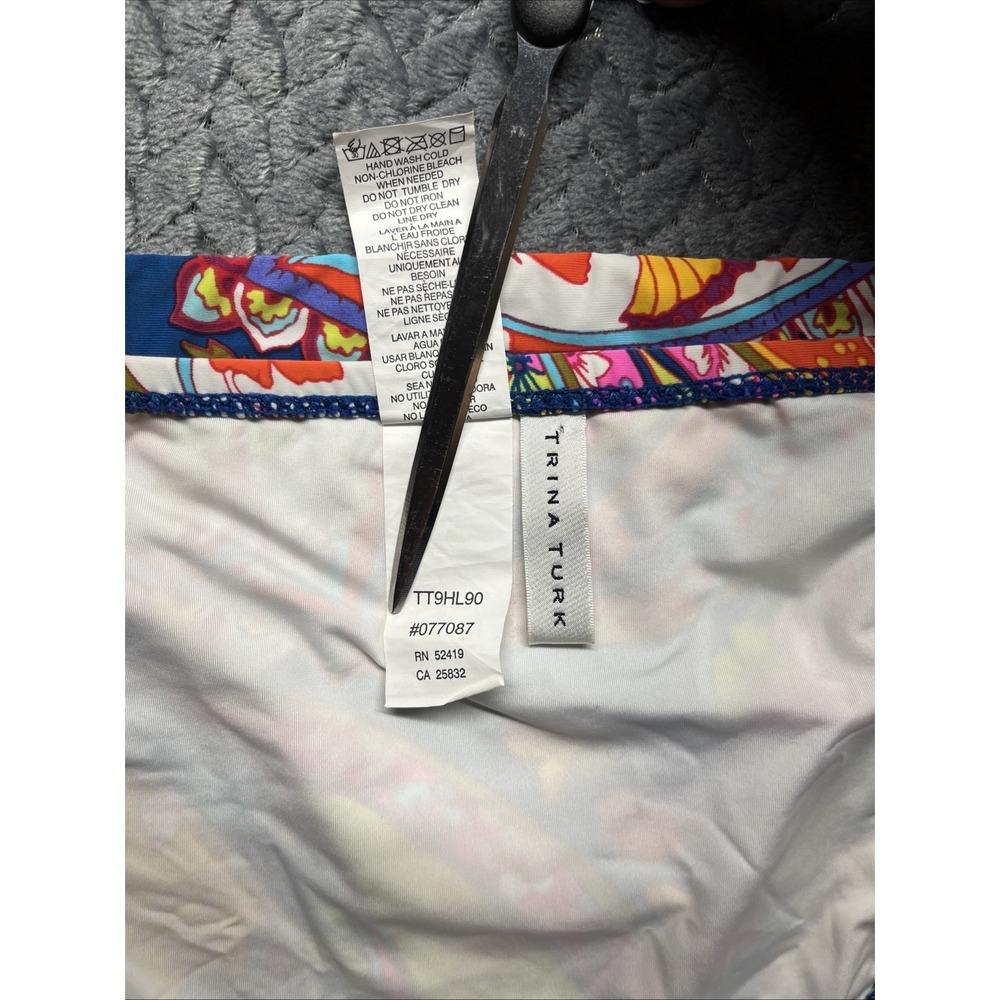 Trina Turk Blue Multicolor Ruffle Off-Shoulder Bikini Set - Picture 9 of 15